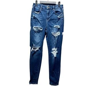 American Eagle Next Level Curvy Hi-Rise Jegging Denim Jeans Distressed Size 8